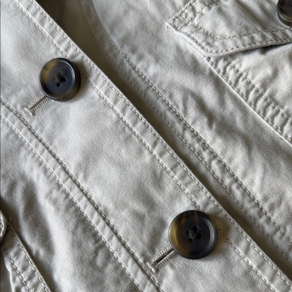 L.L. Bean Tan Utility Jacket Buttoned Cinched Waist Relaxed Fit Cotton Sz 16 - Picture 5 of 16